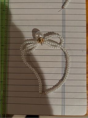 Pearl Bow Drop Earring - White Faux Pearls